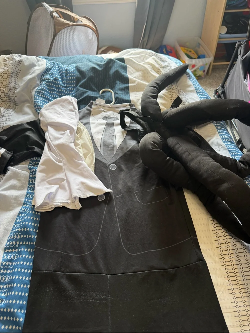 Kids Black Spider Costume with White Hood